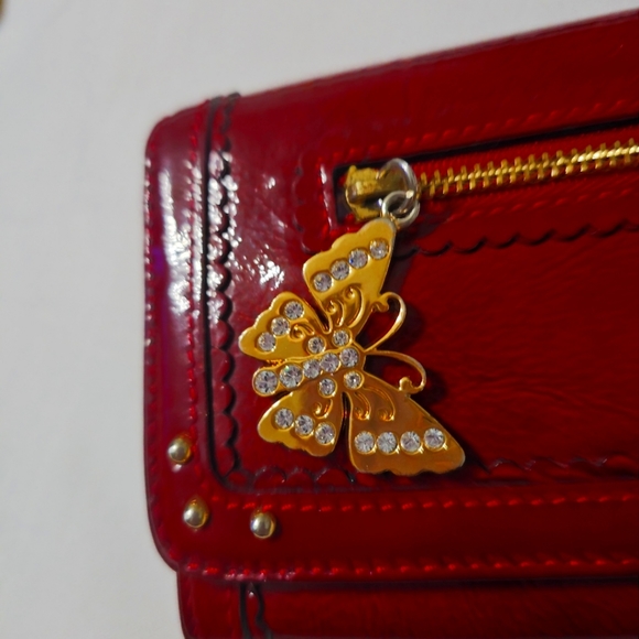 Anna Sui Patent Leather 4 Divider Long Wallet - Picture 4 of 14